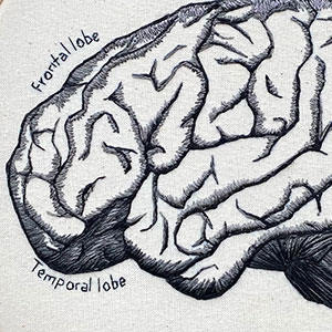  Hand embroidered anatomical art by Cath Janes