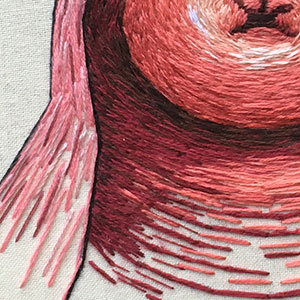 Hand embroidered anatomical art of the cervix by Cath Janes