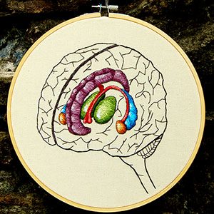 Hip anatomy embroidery by Cath Janes
