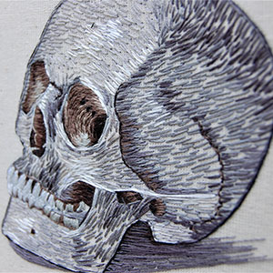  Hand embroidered anatomical art by Cath Janes