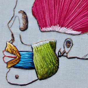  Hand embroidered anatomical art by Cath Janes