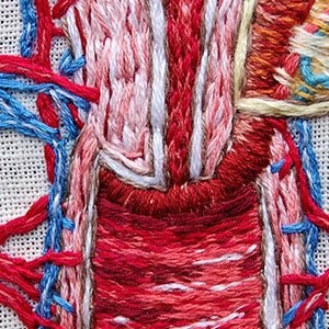  Hand embroidered anatomical art by Cath Janes