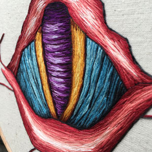  Hand embroidered anatomical art by Cath Janes