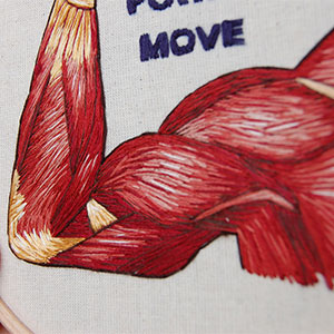  Hand embroidered anatomical art by Cath Janes
