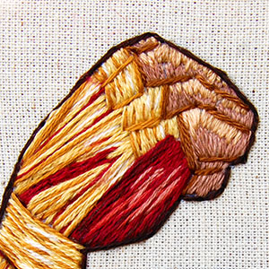  Embroidered anatomical hoop by Cath Janes