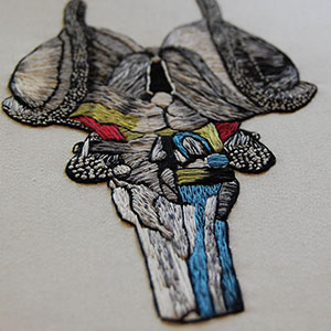  Hand embroidered anatomical art by Cath Janes