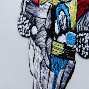  Hand embroidered anatomical art by Cath Janes