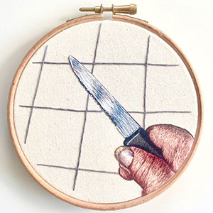 The Knife. Embroidered Art by Cath Janes