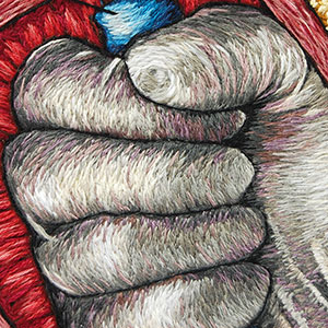  Hand embroidered anatomical art - Torment and Demands by Cath Janes